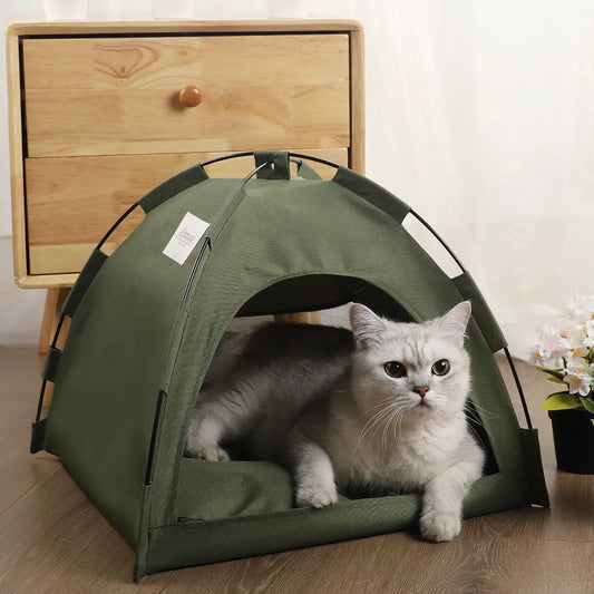 Pet Tent Bed for Cats - Warm Winter Cushions, Clamshell Design, Cat House Sofa Basket - Dream Pet Supply Store