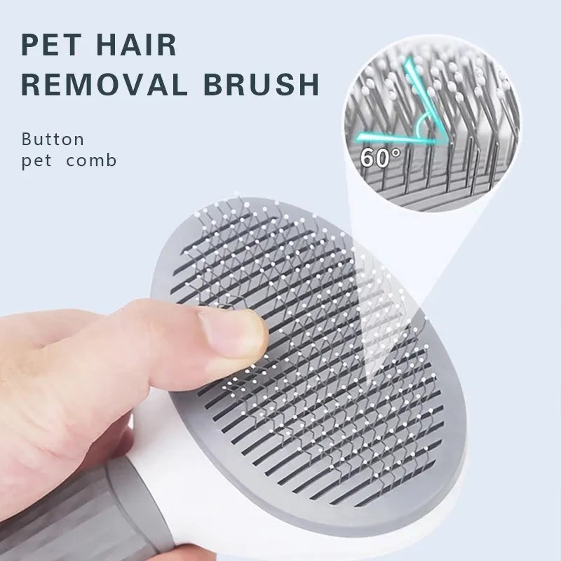 Pet Dog Brush & Cat Comb - Self-Cleaning Hair Remover Grooming Tool, Dematting Comb for Dogs and Cats - Dream Pet Supply Store
