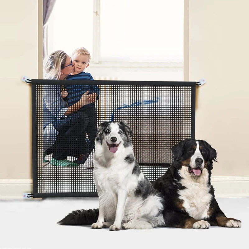 Pet Dog Barrier Fence | Foldable Breathable Mesh Gate | 4-Pcs Hook Isolated Network | Dog Safety Playpen - Dream Pet Supply Store