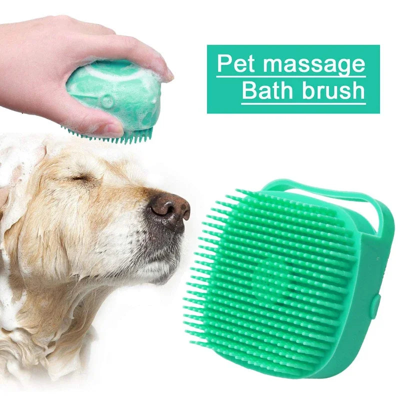 Pet Dog Shampoo Brush - 2.7oz (80ml) Cat Massage Comb, Soft Silicone Rubber Grooming Scrubber for Bathing Short Hair - Dream Pet Supply Store