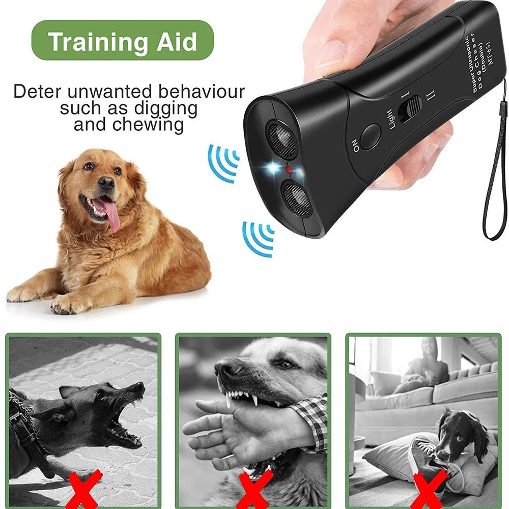 Pet Dog Repeller - Anti Barking Training Device with LED Ultrasonic Technology, No Battery Needed - Dream Pet Supply Store